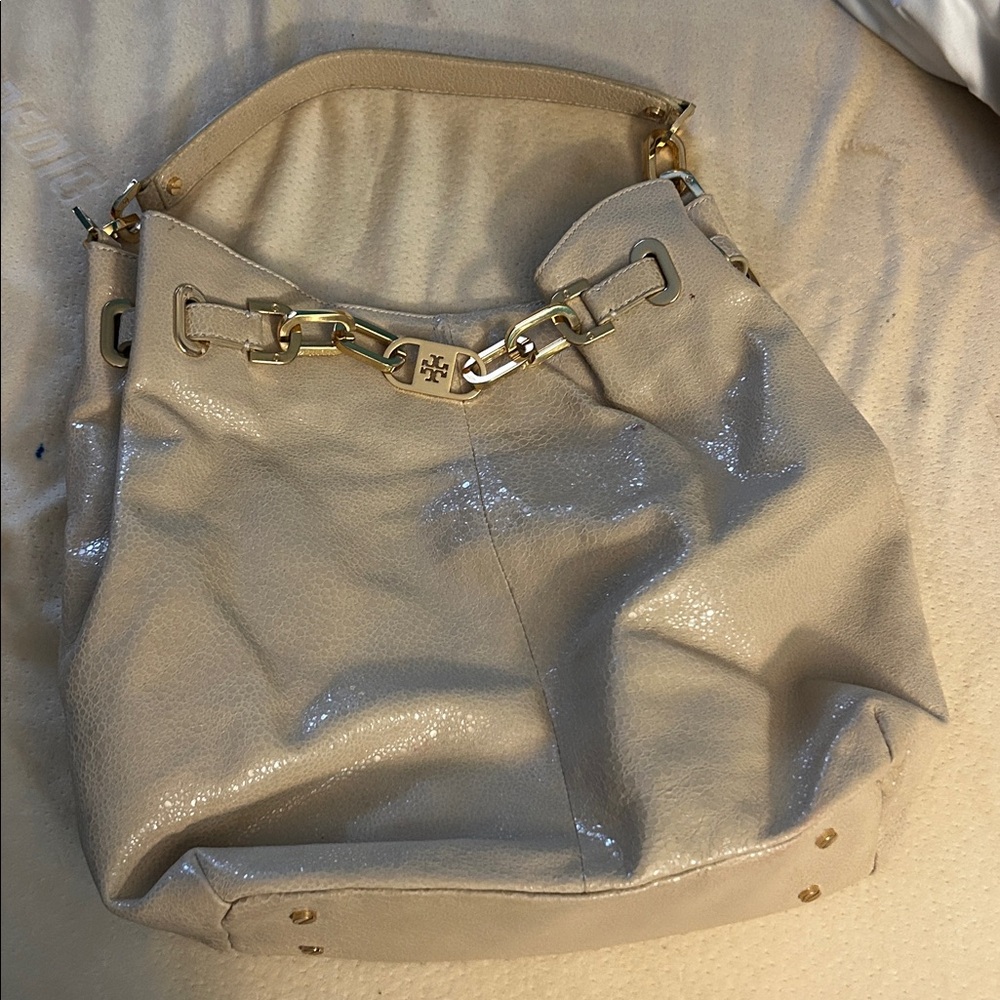 Tory Burch Shimmering Cream Hobo Bag